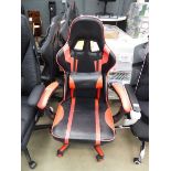 Red and black faded racing style swivel armchair