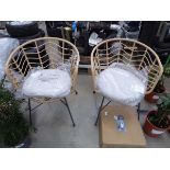 2 x rattan style garden chairs with cushions