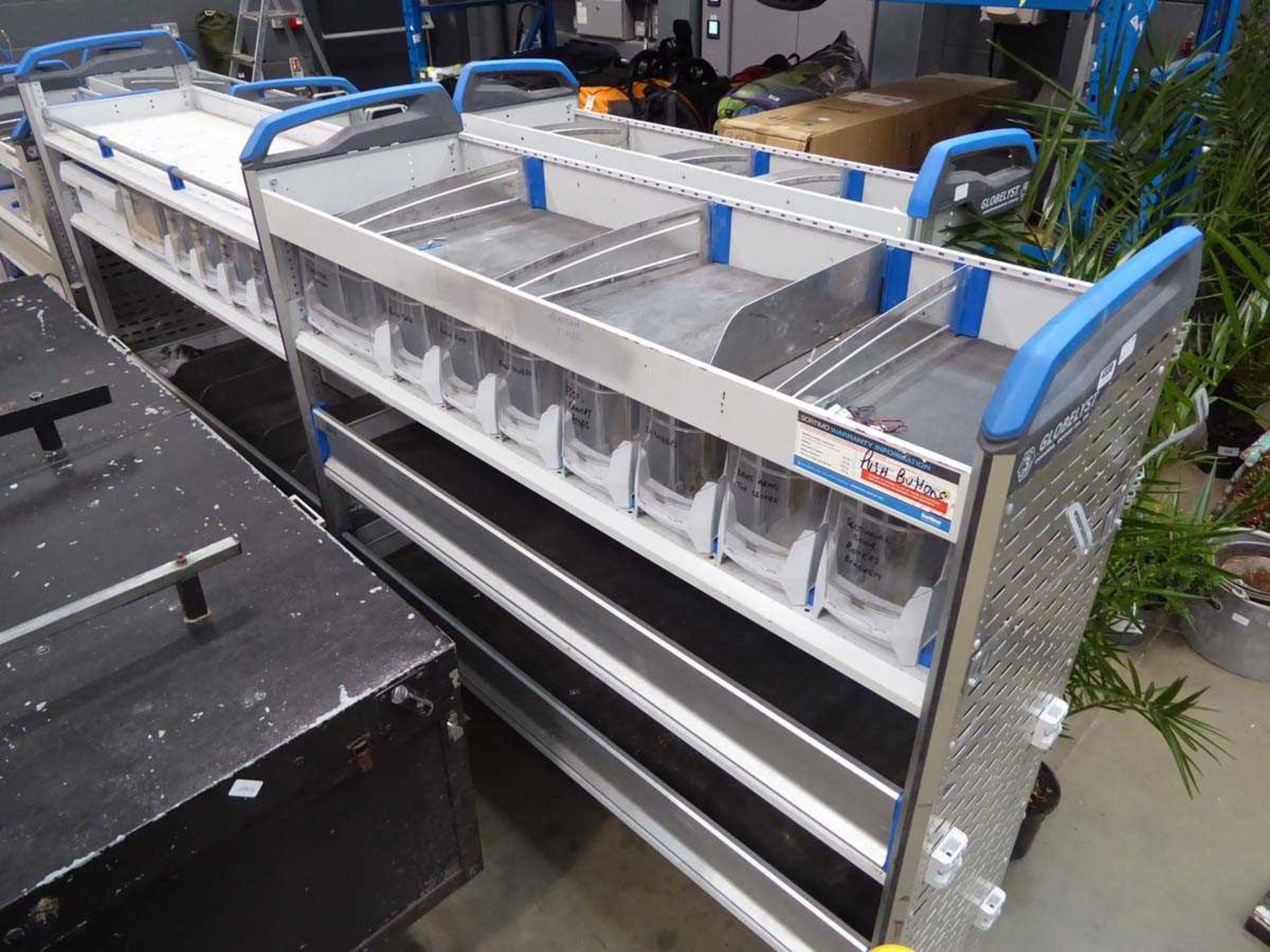 Double section aluminium van rack with drawer storage