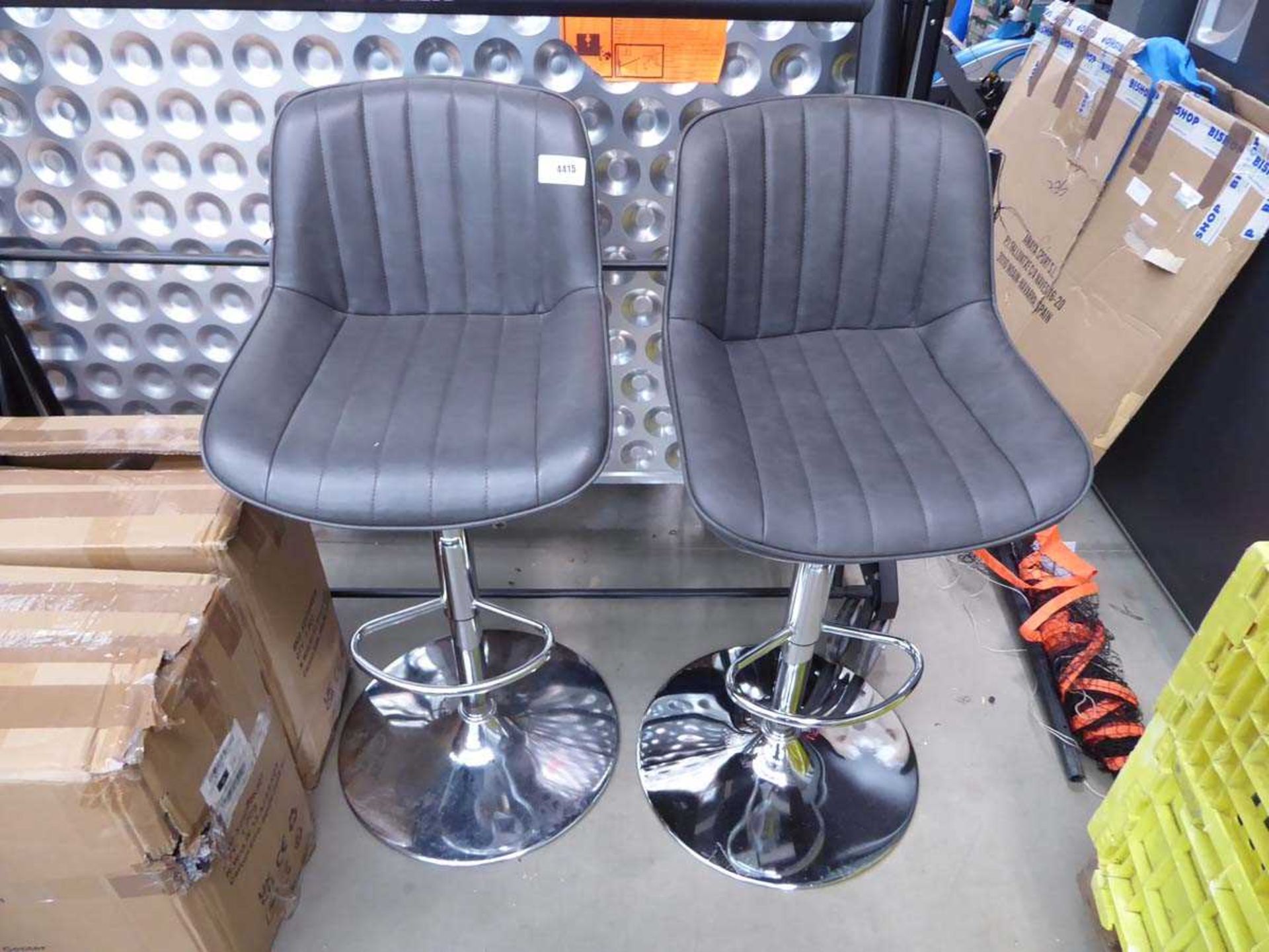 +VAT 2 grey chrome based bar stools
