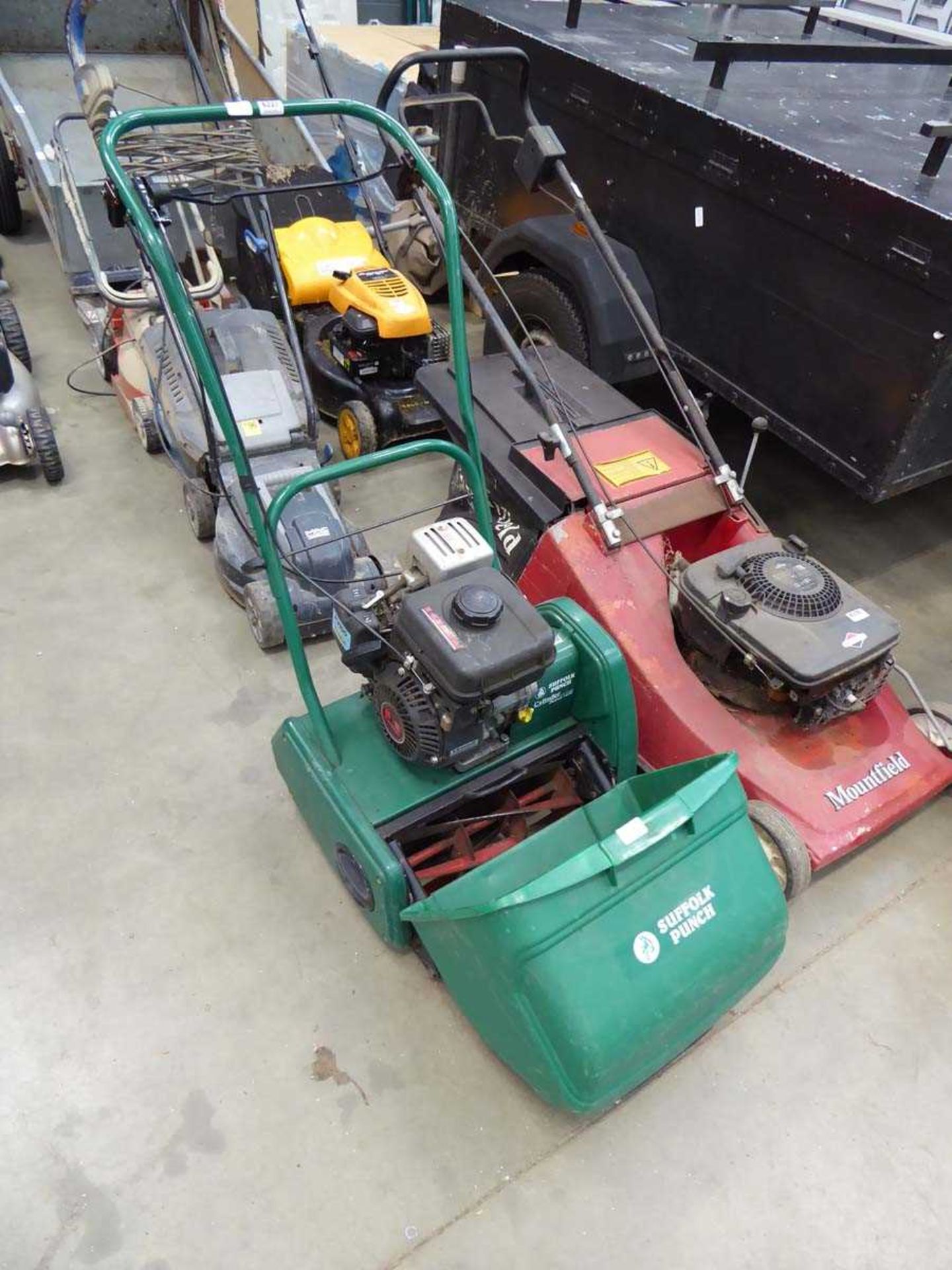 Suffolk Punch petrol powered cylinder mower with grass box