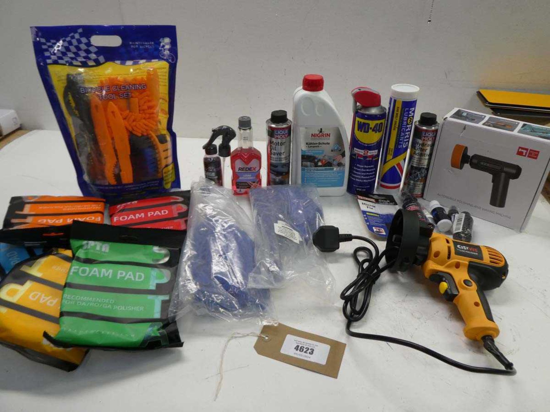 +VAT Auto polishers, WD-40, Hydraulic lifter, Motor oil saver, Lead replacement, bike cleaning