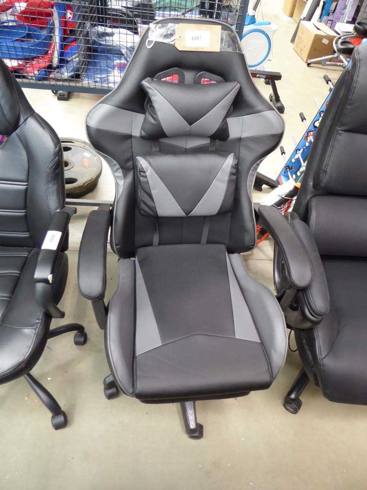 +VAT Black and grey racing style swivel armchair