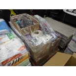 Pallet of office consumables including cameras, headphones, keyboards etc