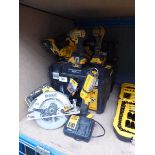 +VAT DeWalt tool set consisting of circular saw, jig saw, impact drive drill, torch, 3 batteries and