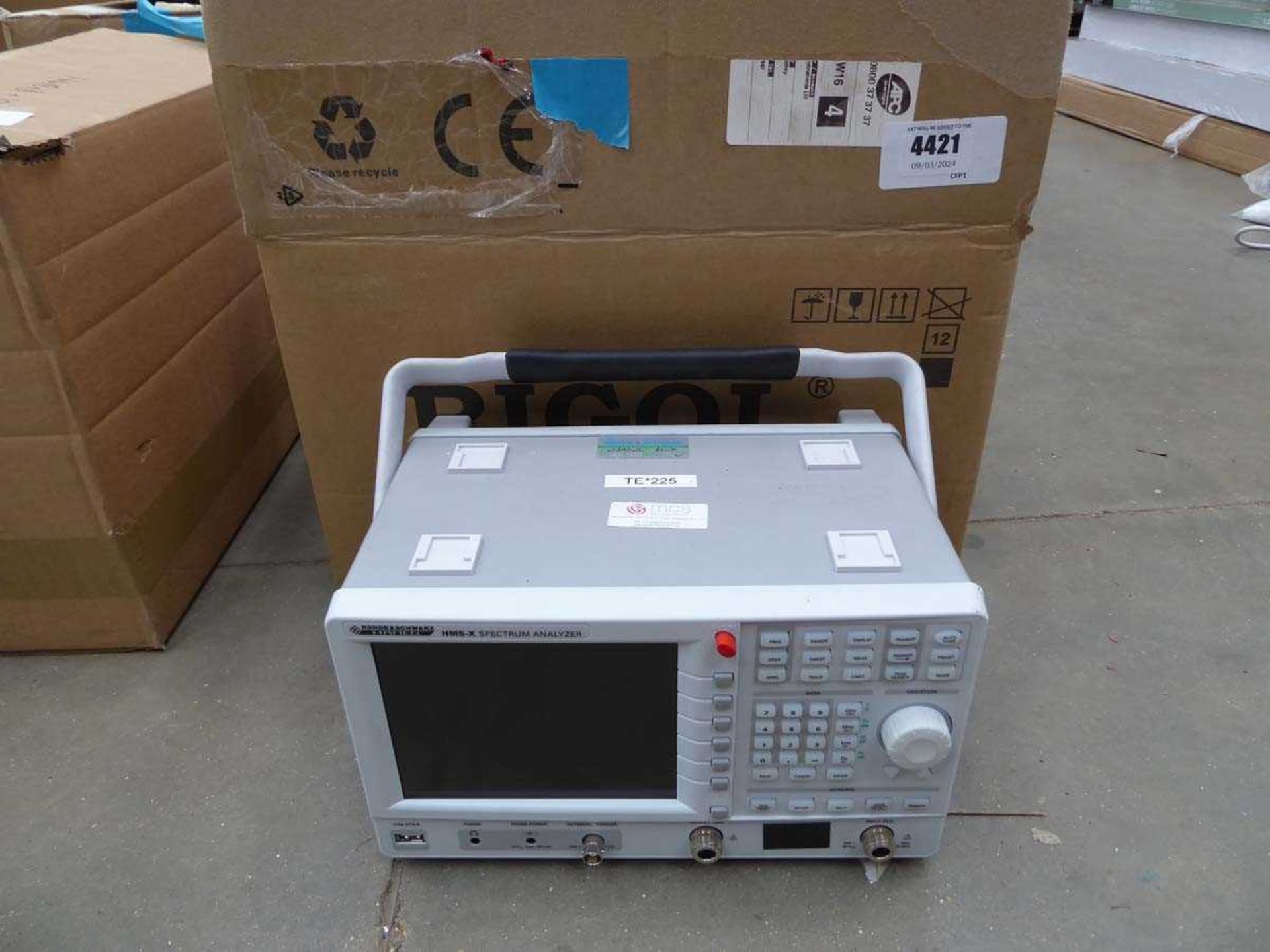+VAT Box containing Rohde & Schwarz HMS-X Spectrum analyser