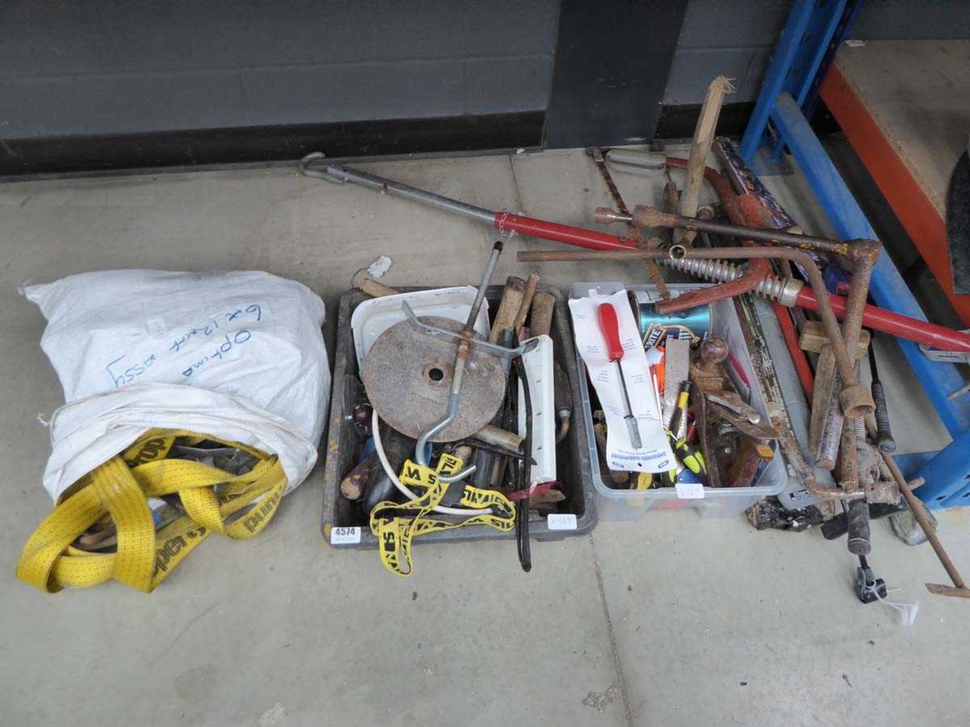 Bag containing lorry straps and various assorted tools