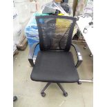 Black cloth mesh back swivel armchair