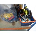 Bag of power tolls and box containing tools and power tools