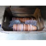 Small wooden box of approx. 12 terracotta plant pots