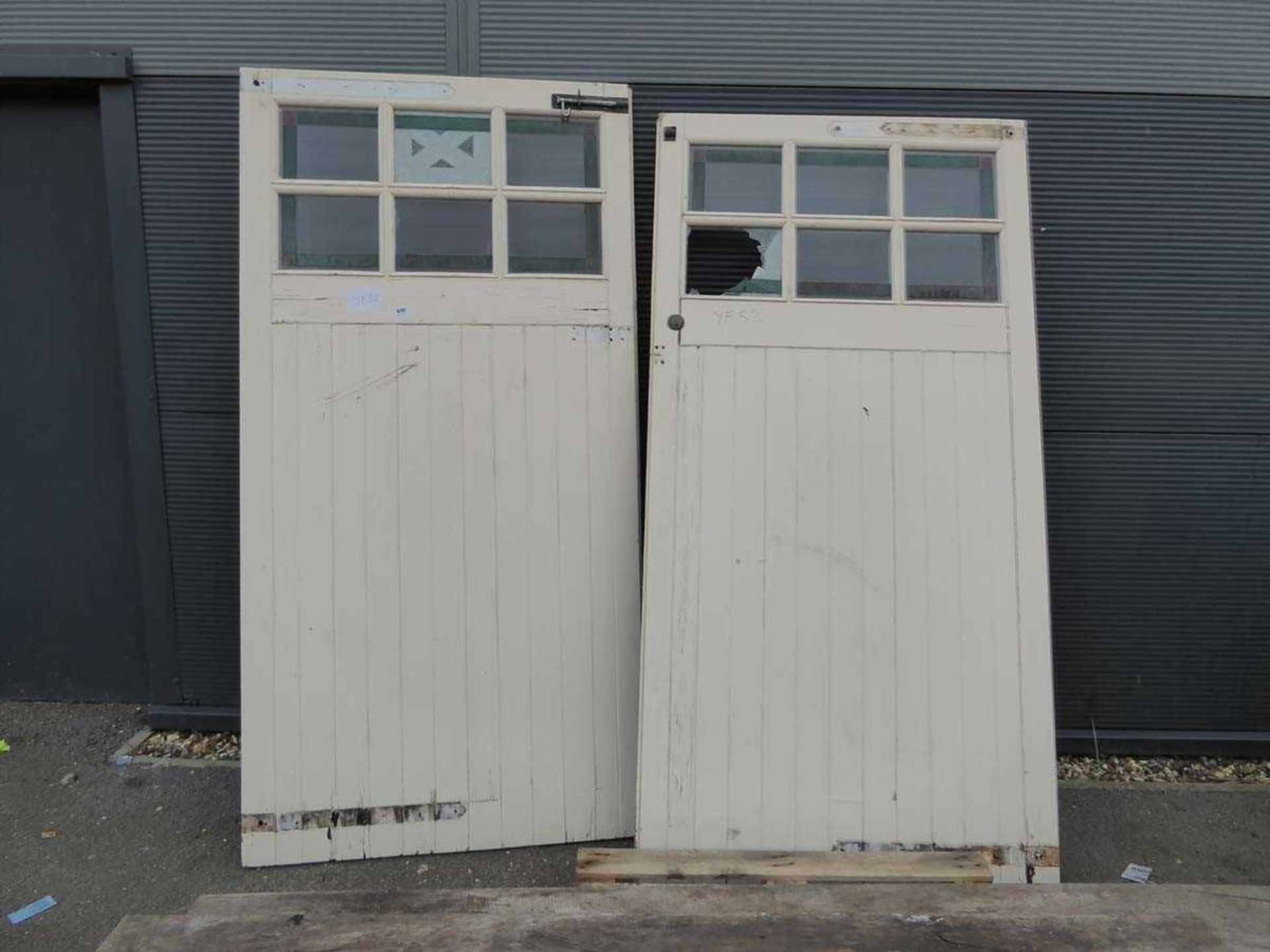 Pair of wooden garage doors