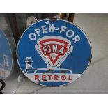 Enamelled Fina petrol sign