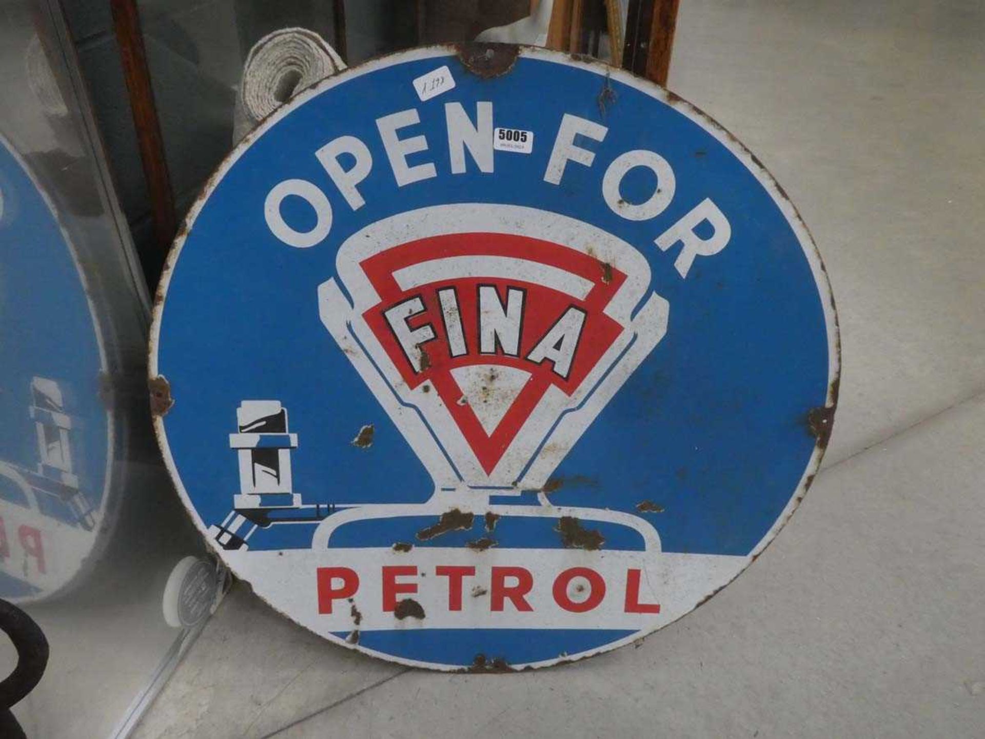Enamelled Fina petrol sign