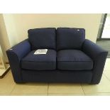 (13) Boardwalk small navy blue fabric 2-seater sofa