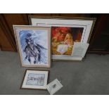 Limited ed. print, Horse and Jockey, print of Bedford bridge, plus Tanya Yutkin print, mother and