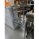 3 chromed and glass lamp tables