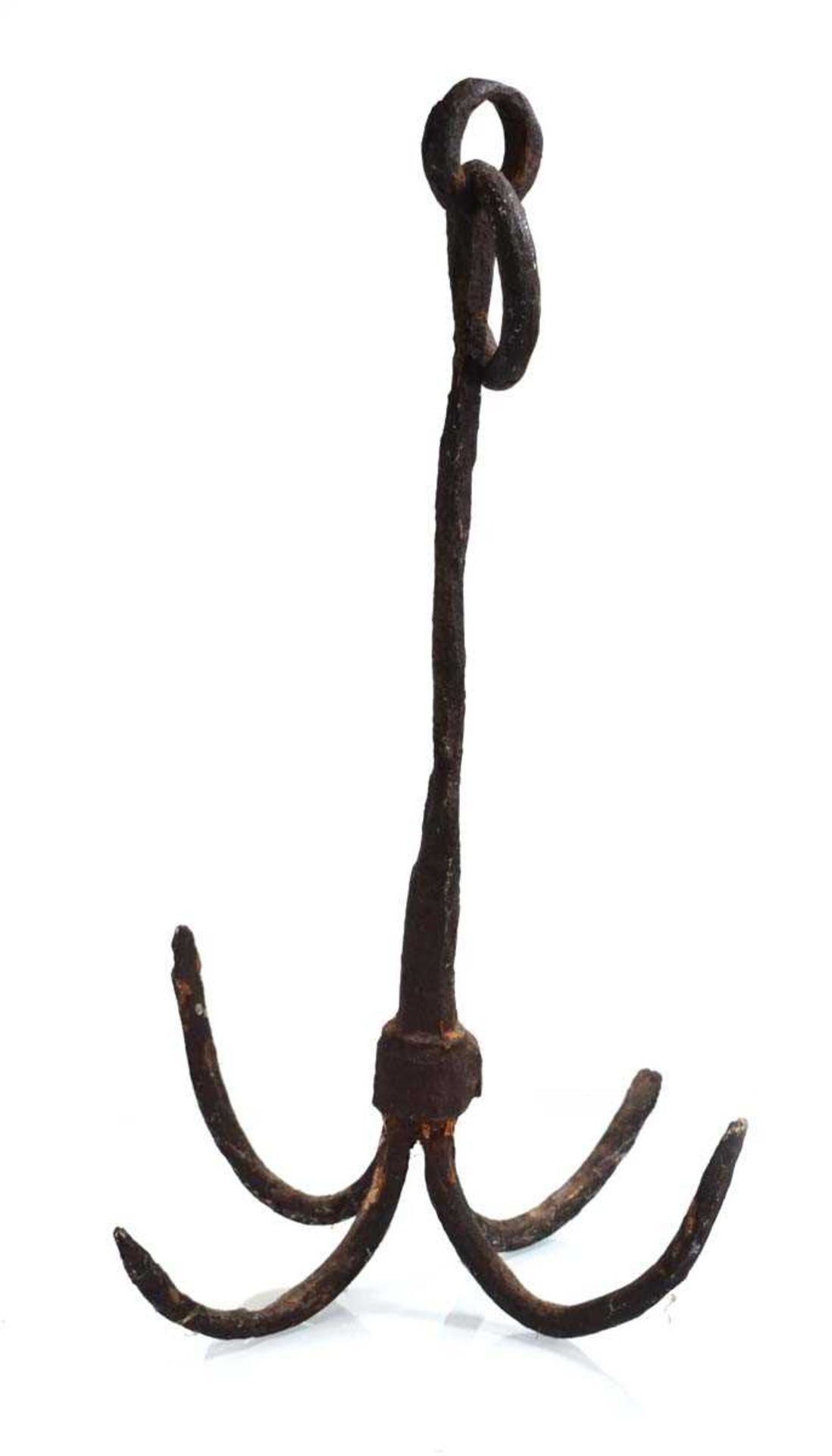 A 19th or 20th century cast iron grapnel anchor/grappling hook, h. 59 cm - Image 2 of 3