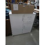 White painted single door cupboard with drawers to the side