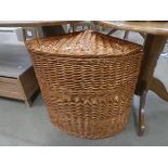 Wicker corner laundry basket