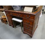 Twin pedestal desk with leather surface