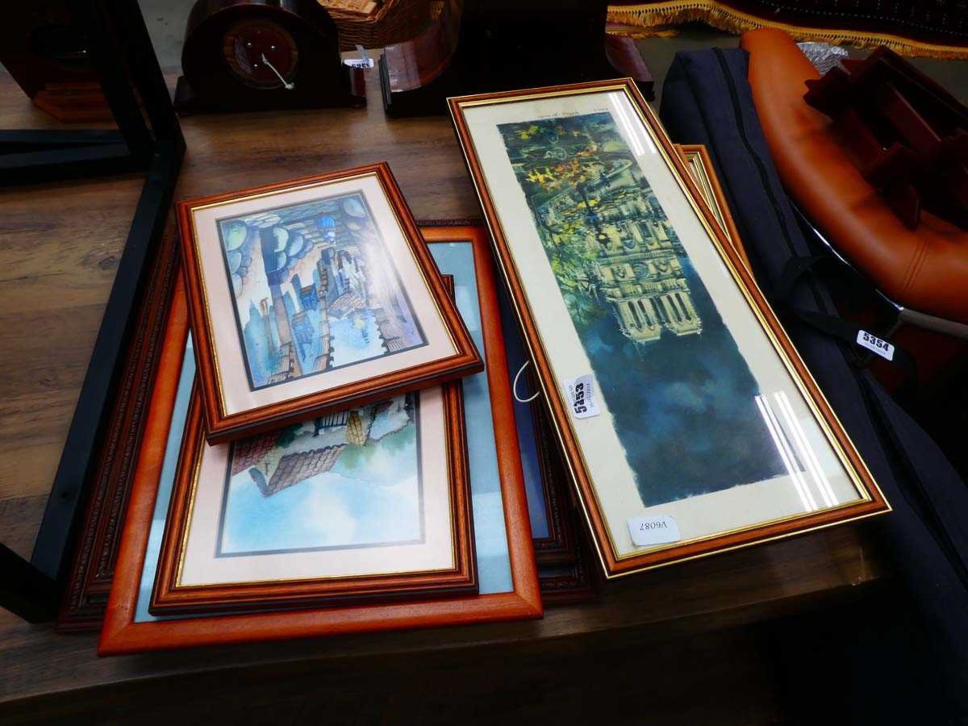 2 Peruvian watercolours, quantity of Japanese prints, plus Notre Dame