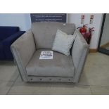 (15) Grey velvet effect fabric armchair with single cushion