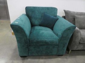 (1) Emerald green fabric armchair