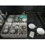 Cage containing coloured coffee bean spoons plus coffee service