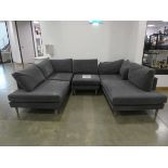 Grey fabric 5-seater U-shaped sofa, in 3 sections Height: 85cmLength: 195cm Width: 265cm