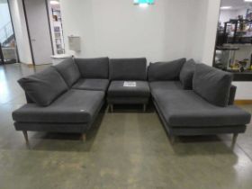 Grey fabric 5-seater U-shaped sofa, in 3 sections Height: 85cmLength: 195cm Width: 265cm