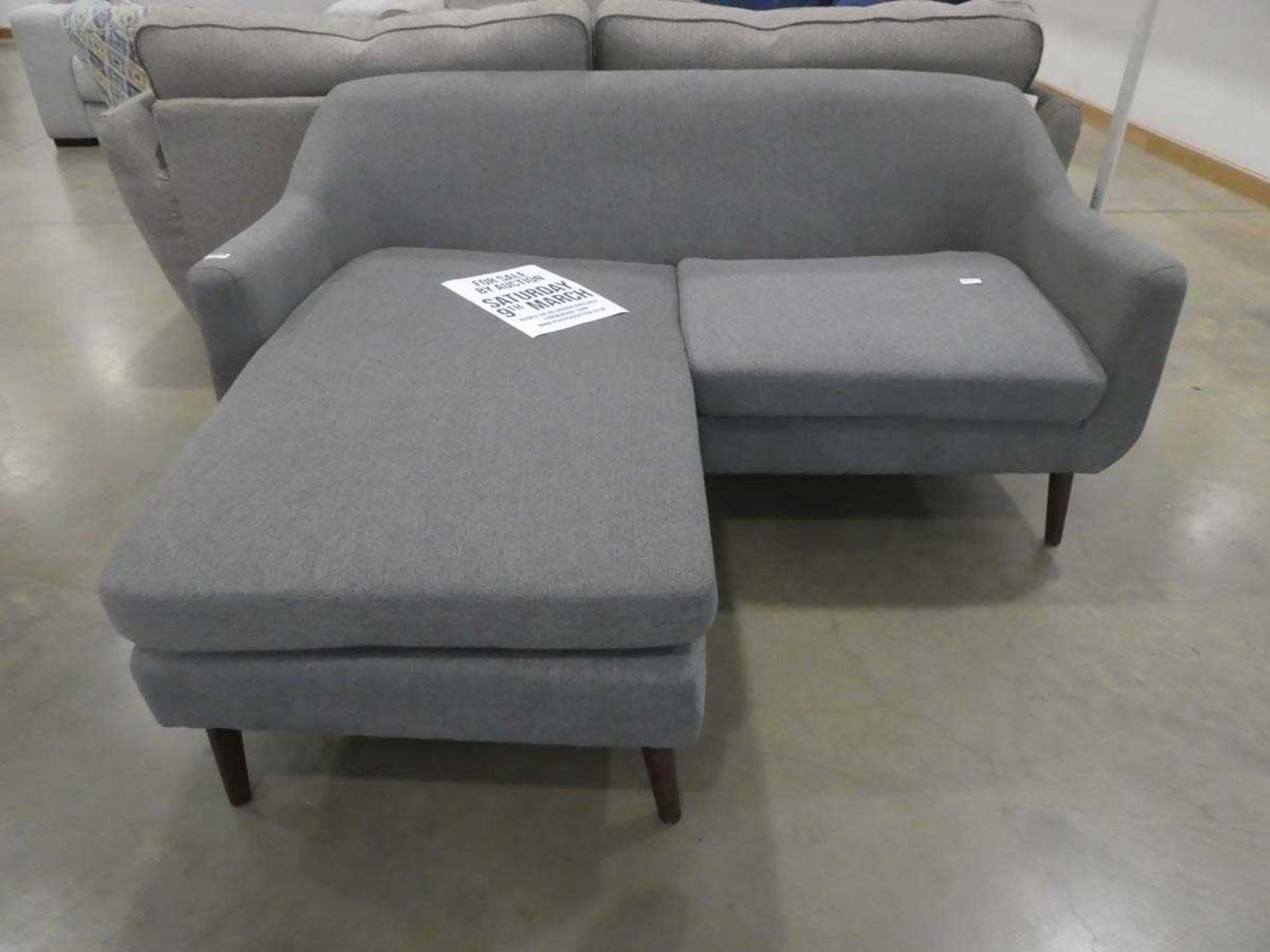 (10) Grey fabric L-shaped sofa