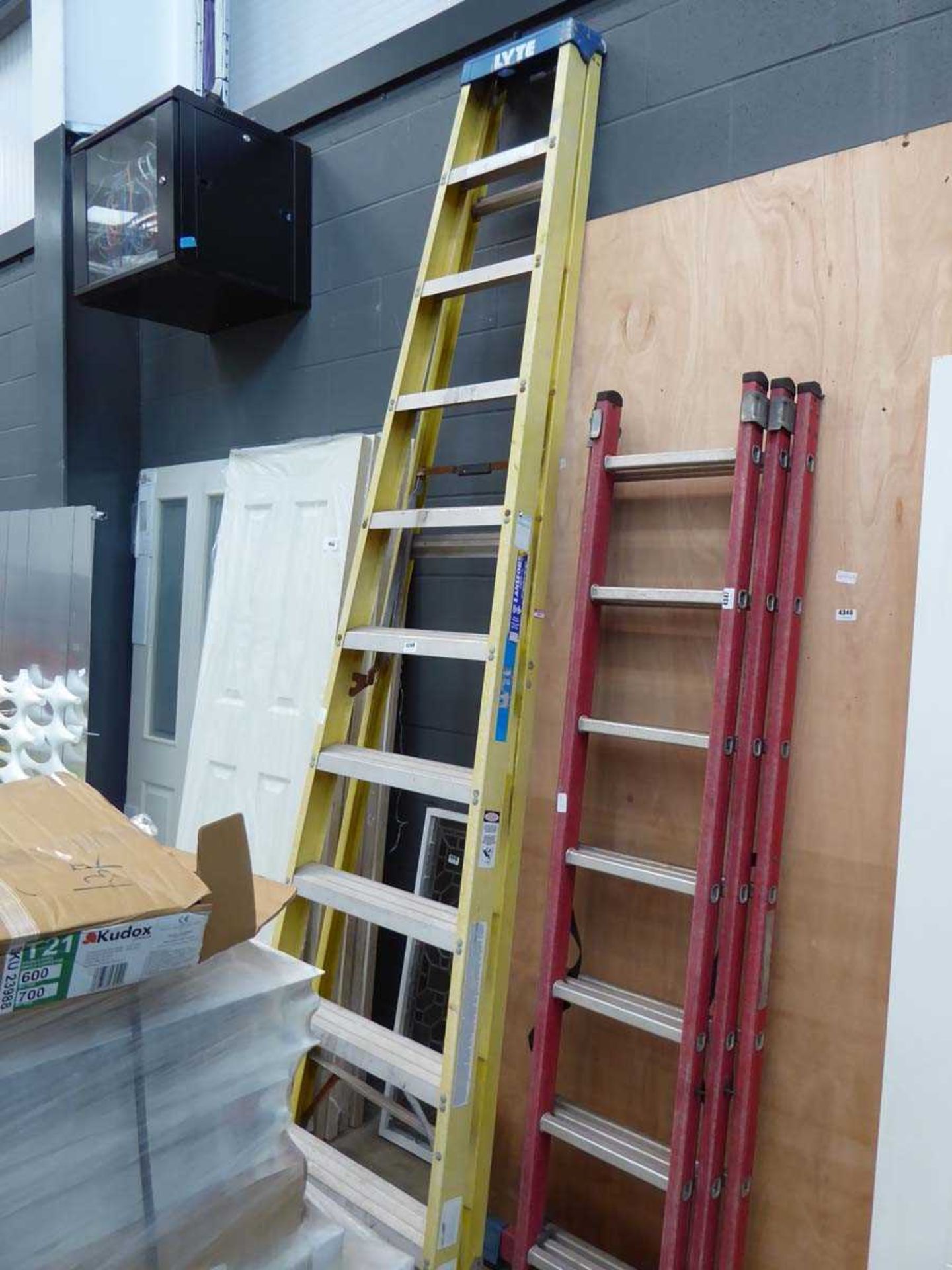 Ten tread yellow and silver electricians style ladder