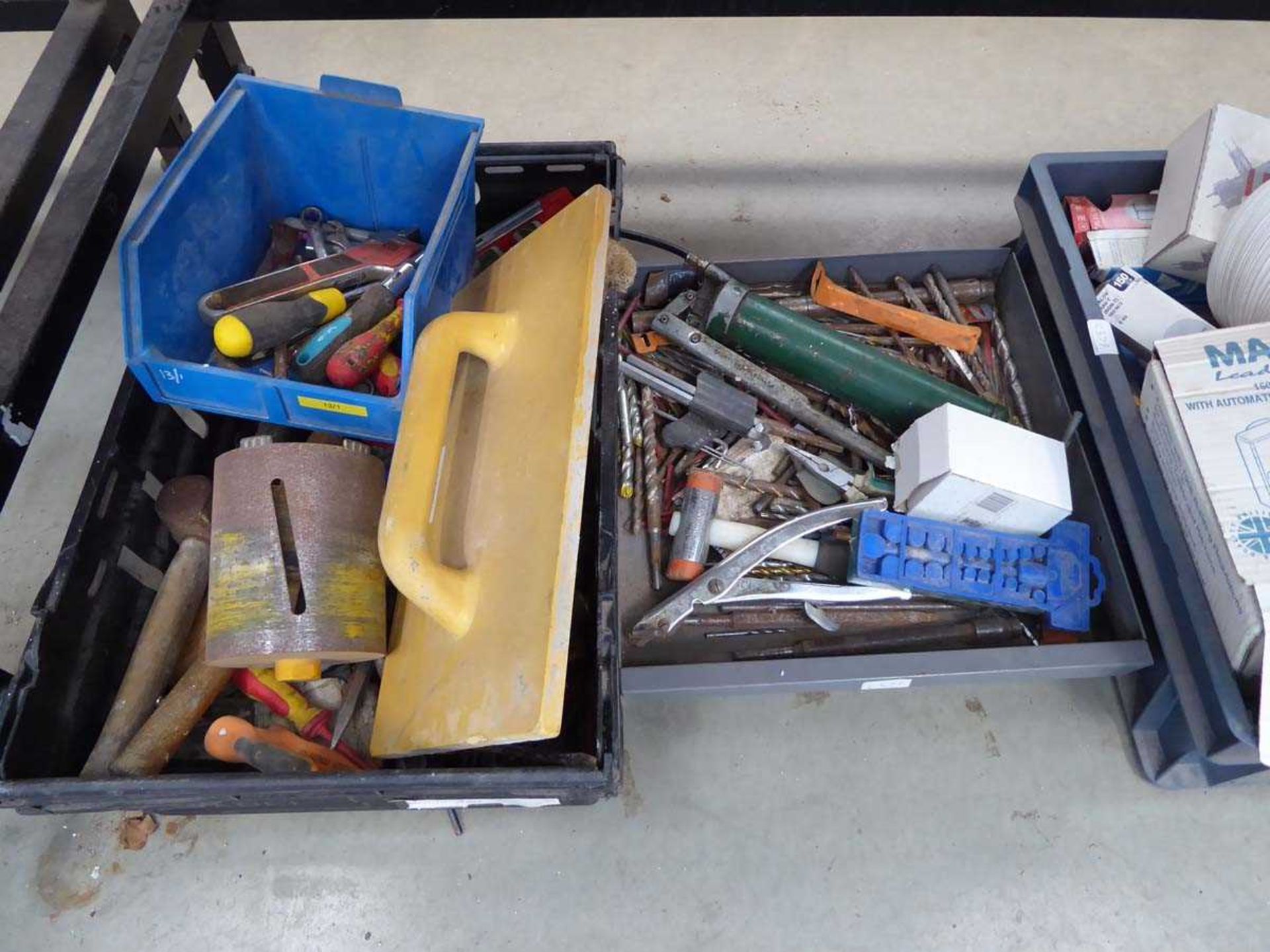 Large under bay of assorted tools including core bits, spanners, pliers, screwdrivers, fans, etc - Image 2 of 3