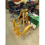 2 x cable stands, pipe bender and reel of cable wire