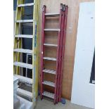 Red three section aluminium ladder