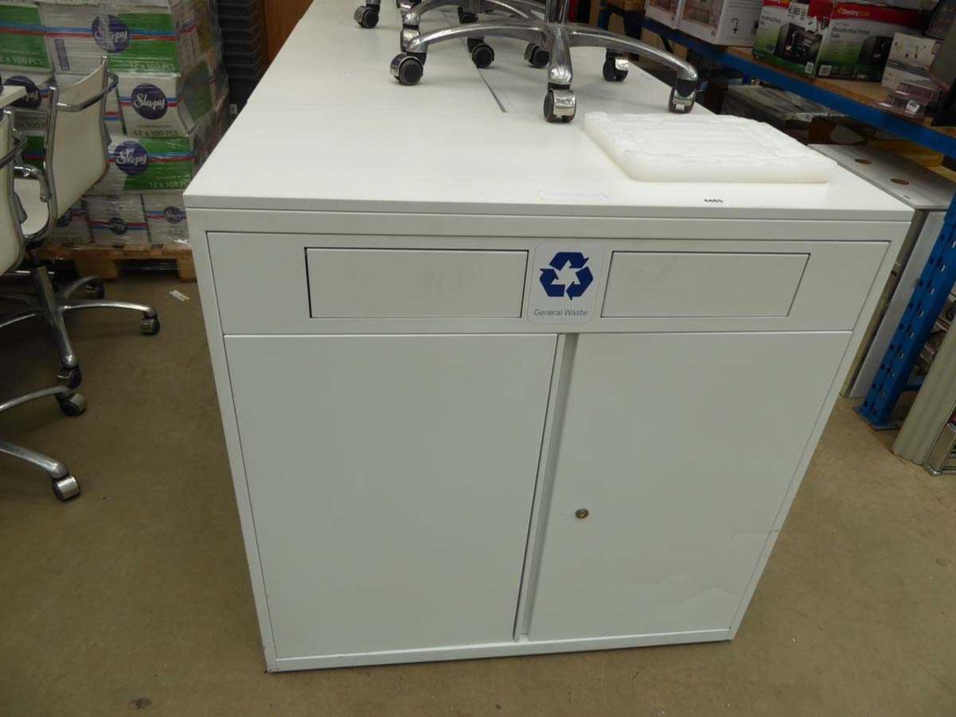 4 white metal general waste bin units - Bild 2 aus 3