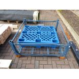 Large steel cage and 3 x plastic pallets