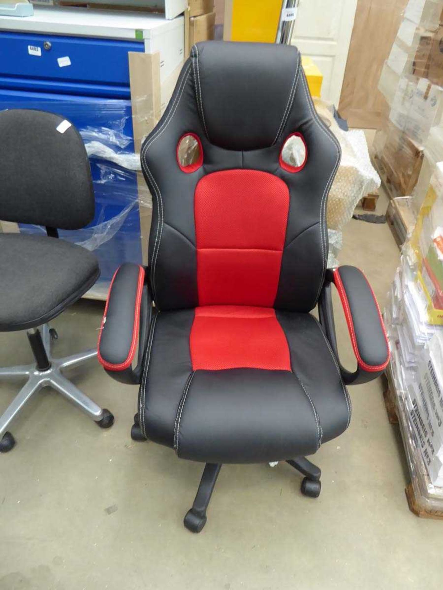 Black and red high back executive style swivel armchair