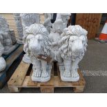 2 x sitting large concrete lions