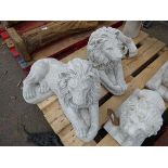 2 x laying concrete lions