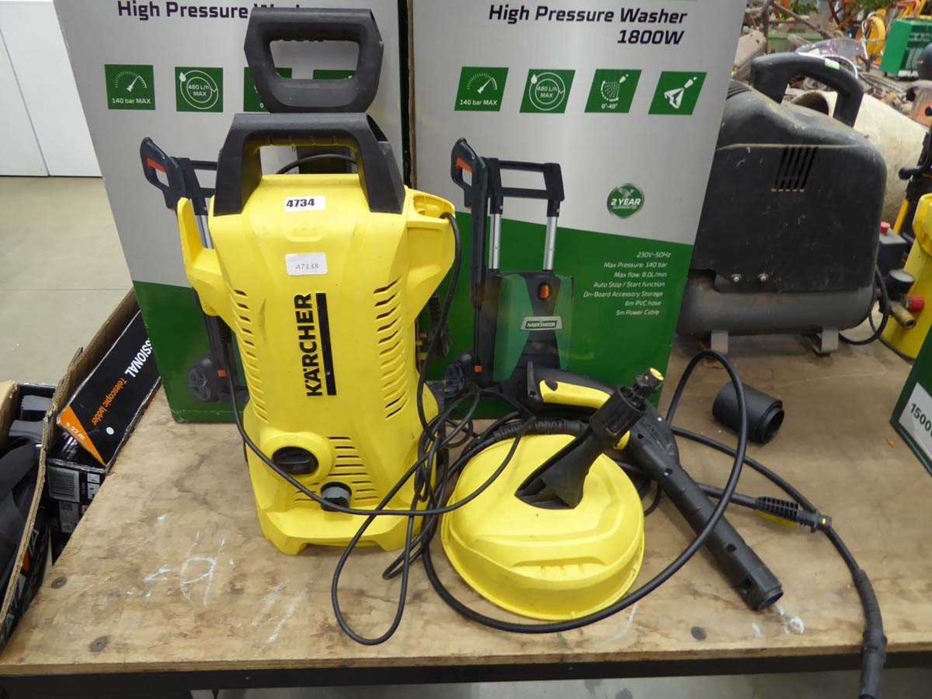 Small Karcher electric pressure washer with patio cleaning head