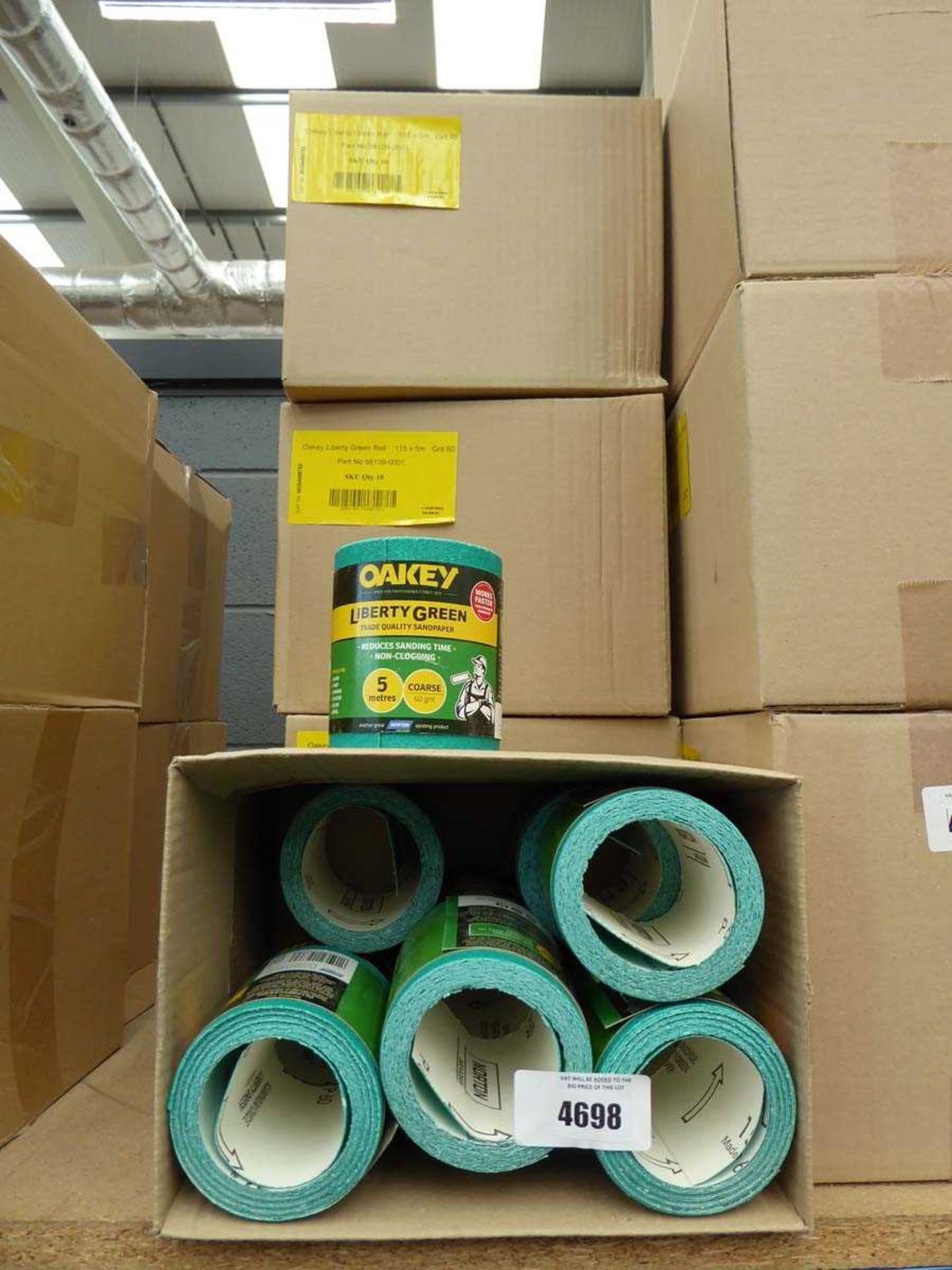 +VAT 4 x boxes of Flexovit Liberty Green 115mm x 5m 60 grit sanding rolls
