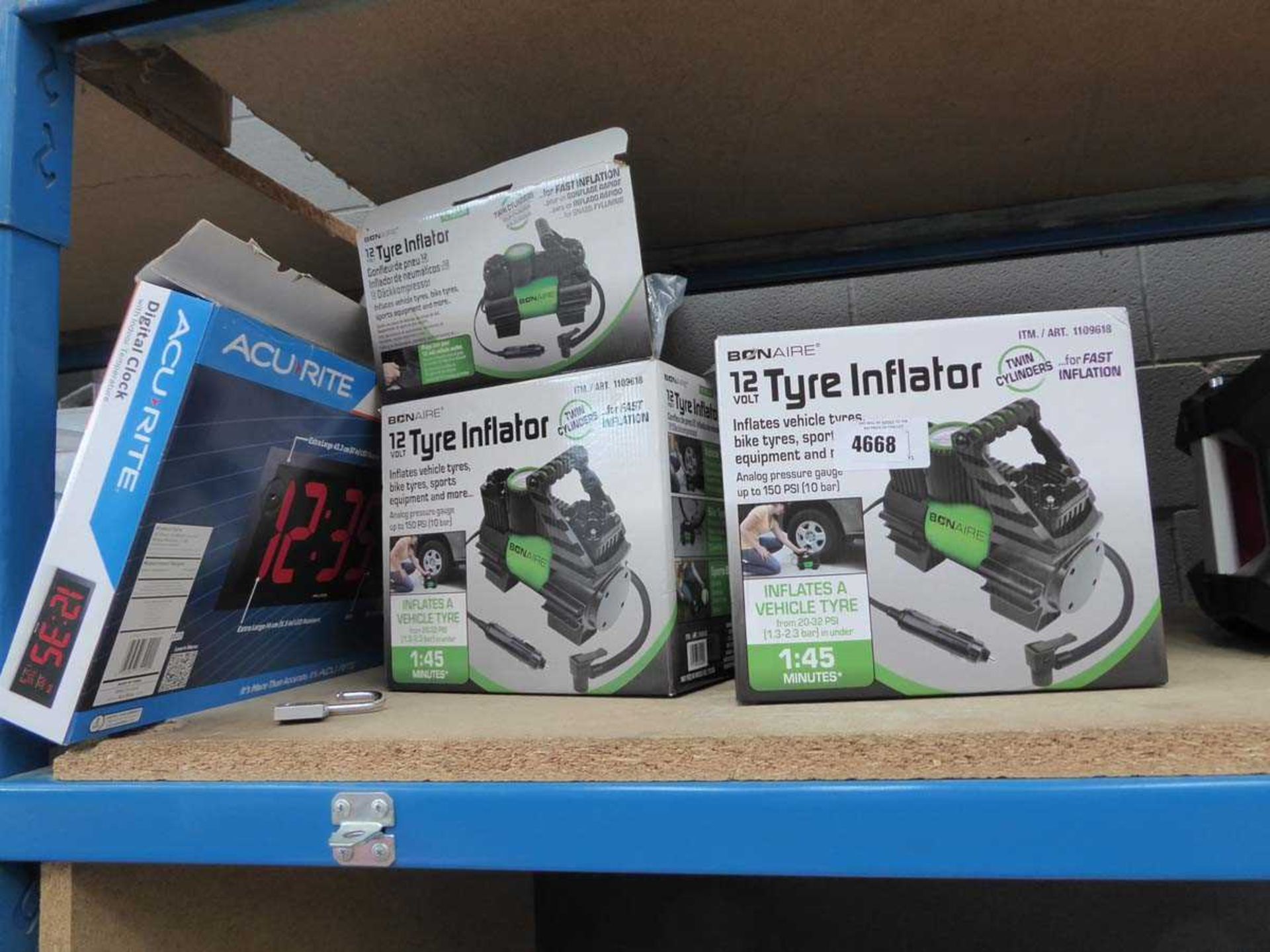 +VAT 2 x Bon-Aire tyre inflators and an Acurite clock