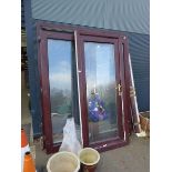 Set of dark brown French doors and a single glazed door