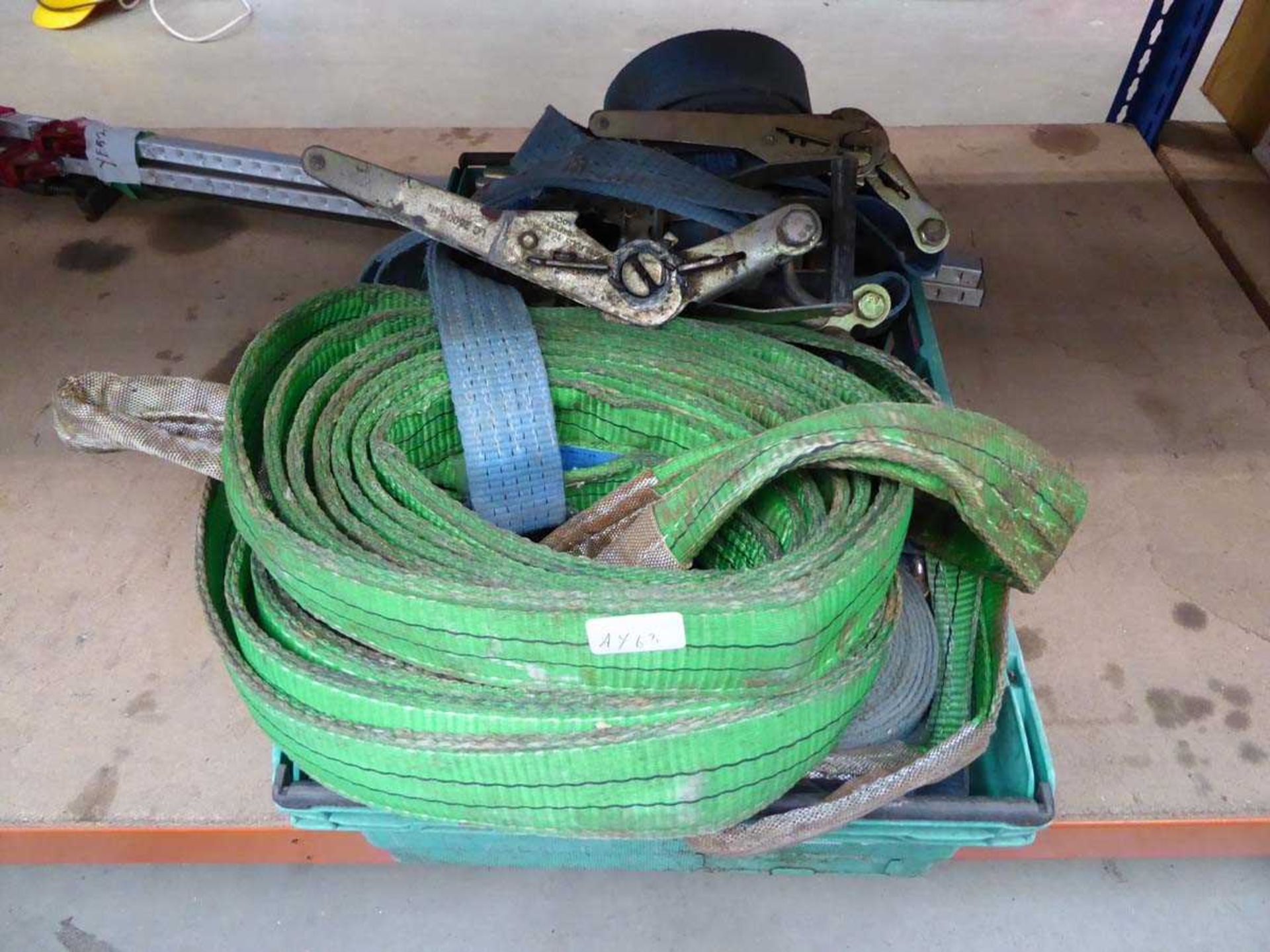 Box of lorry straps and slings