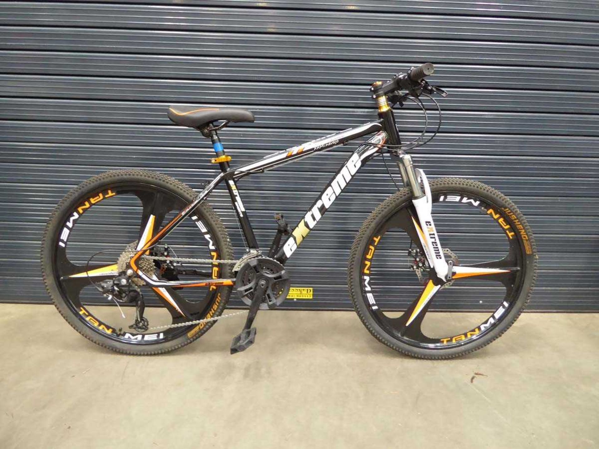 Extreme black and orange mountain bike