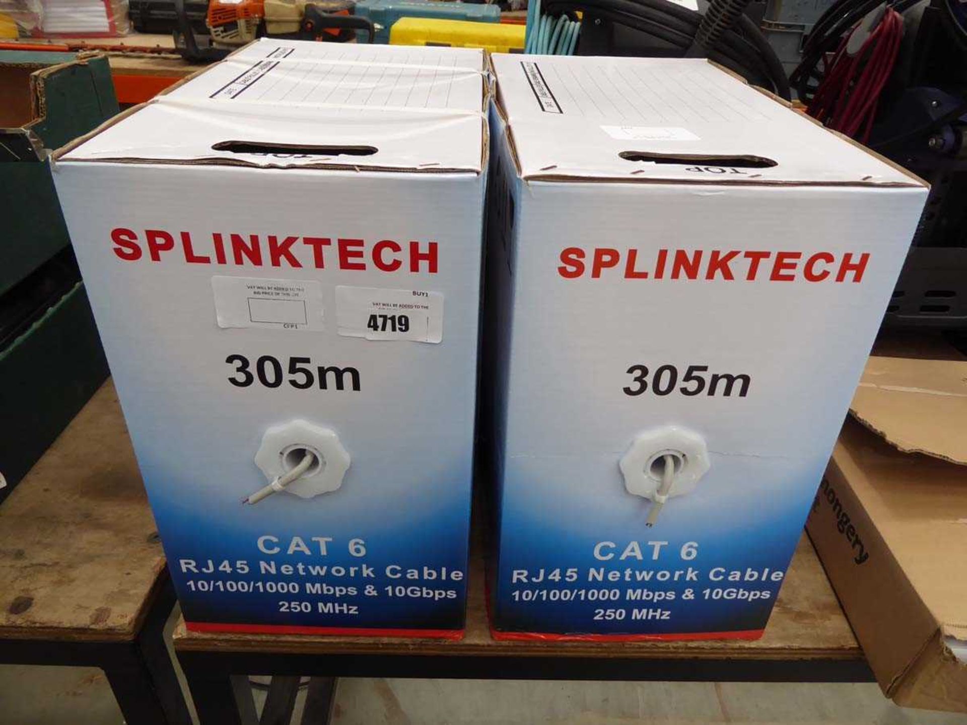 +VAT 2 x boxes of Cat 6 network cable and reel of banding