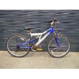 Blue and silver Salcano mountain bike