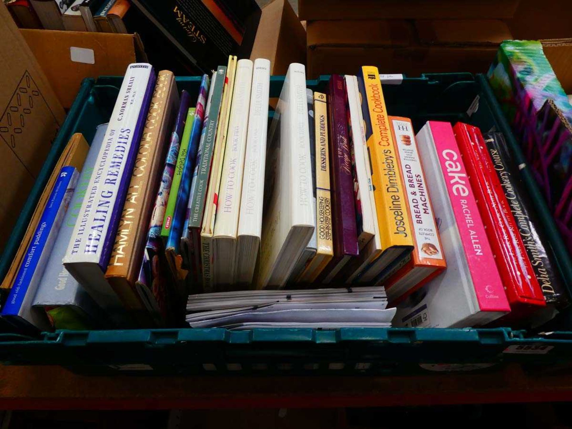 Box containing recipe books