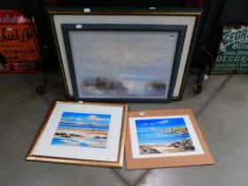 Quantity of prints and paintings, to include seascapes and autumn woodland